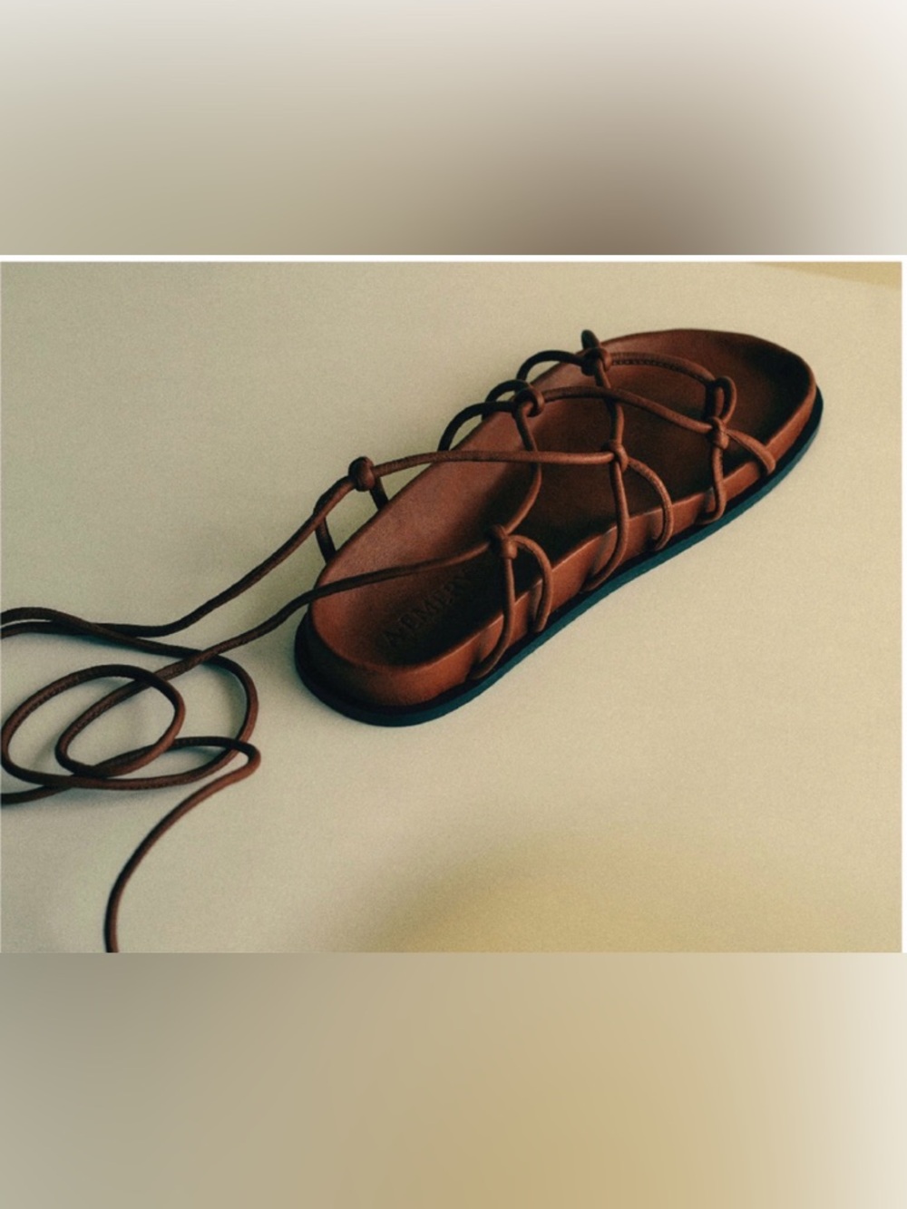 A. EMERY Women’s Lace-Up Brown Leather Gladiator Sandals